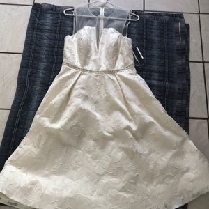 Off White,sheer back,embossed waist dress